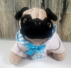 Ganz Webkinz Plush Pug Dog Stuffed Animal Blue White Sailor Shirt Toy No Code - Picture 1 of 9
