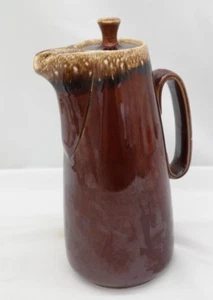 Vintage Hull Brown Drip Glaze Pottery Coffee Pot Carafe w/ Lid 11" Tall S1 - Picture 1 of 14