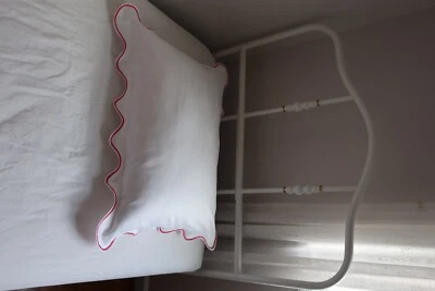 white sham cover set pushplinen scalloped hot pink - Image 1 of 4