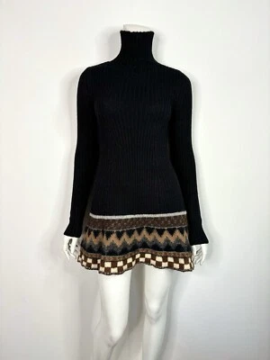 Vtg Jean Paul Gaultier Black Mini Knit Sweater Dress S 40 - Image 1 of 4