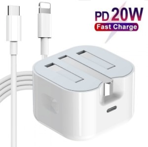 iPhone 14 13 12 11 Pro Mini XS MAX Fast Charging USB-C PD UK Plug Charger Cable