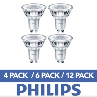 Philips 4w LED GU10 Light Bulbs Energy Saving Dimmable Spotlight Lamp - Image 1 of 4