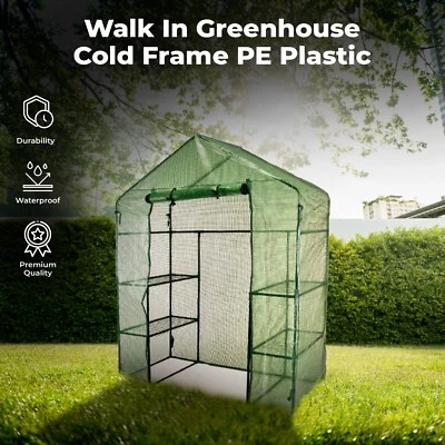 PARKLAND Walk In Greenhouse Cold Frame PE Plastic Outdoor Garden Steel Frame Plants Grow