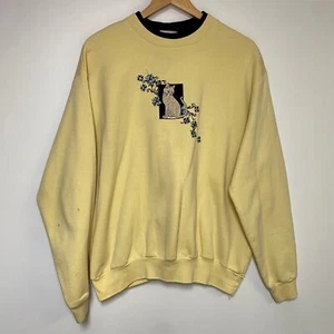 Vintage Katze Sweatshirt 90er Oma Pullover Kätzchen gelb Vintage - Bild 1 von 2
