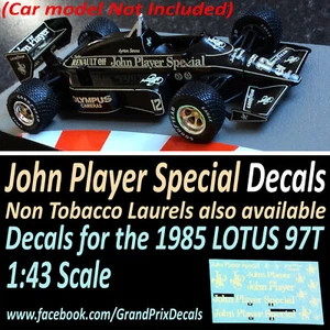 F1 Collection LOTUS 97T 1985 JPS water slide decal 1:43 scale Senna & De Angelis - Picture 1 of 8