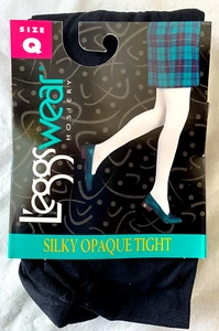 VTG 90s..LEGGS..SILKY OPAQUE TIGHTS SPANDEX..NEW..USA..BLACK..NEW..sz Q - Picture 1 of 2