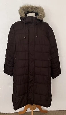 Mossimo Brown Puffer Quilted Hood Faux Fur Coat 20w 22w Flaw - Image 1 of 4