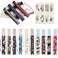 Cotton-ramie Folding Hand Fan Bag Flute Protector Case Cover  Collection