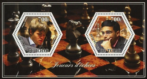 Chess Player Carlsen Anand Sport Mini Souvenir Sheet Mint NH Cover