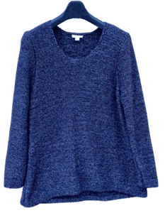 Petite L Black Sparkle Cotton Bld J JILL Tunika Metallic Silver Purl Strickpullover - Bild 1 von 3