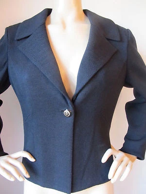 CHAQUETA ST JOHN PUNTO TALLA 10 NEGRA LANA SANTANA RAYON NUEVA Foto 1 de 4