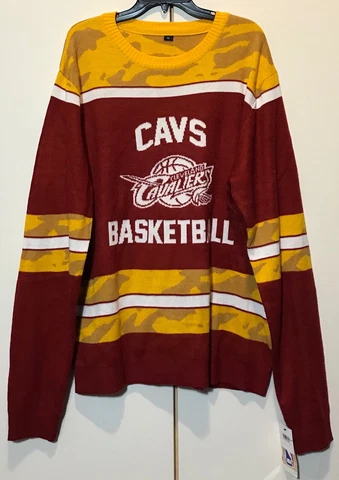 New Cleveland Cavaliers Men’s Winter Sweater Size XL Red Yellow Basketball Shirt Cover