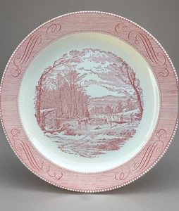 Royal China Currier & Ives Pink 12” Chop Plate “Getting Ice” Excellent Cond - Picture 1 of 3