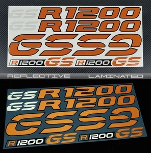 Reflective decals stickers graphic set for BMW GS R1200GS panniers R1200 orange - Picture 1 of 7
