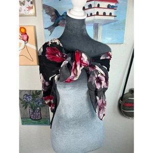 J. Jill- NWT- dark feminine academia sqauare floral scarf- black purple red - Picture 1 of 4
