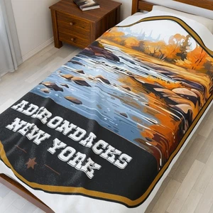  Adironacks New York River Art Blanket Plush Blanket Luxurious National Park - Picture 1 of 13