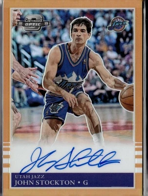 John Stockton #/15 2022-23 Contenders Optic 1985 tributo en tarjeta naranja automático Foto 1 de 3
