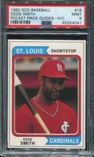 PSA 9 MINT 1992 SCD POCKET PRICE GUIDES OZZIE SMITH #18 CARDINALS 54041 B241