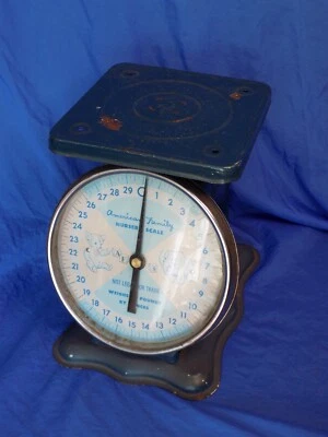 Modelo antiguo azul verdoso escala infantil American Family vintage Foto 1 de 4