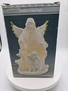 1996 Jade Porcelain Guardian Angel Plug In Night Light-Watching over 2 Children - Picture 1 of 5