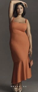 NWT Anthropologie Ariana Square-Neck Asymmetric Ruffle-Hem Dress XL (MSRP: $170) - Picture 1 of 6