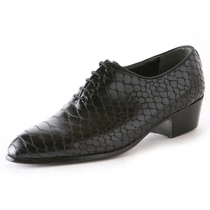 Men's pointed toe snake embossed synthetic leather lace up high heels oxfords - Picture 1 of 9