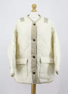 THE FRANKIE SHOP QUILTED TEDDY JACKET WOMENS UK M/L IVORY CLAY RRP £240 AD - Picture 1 of 11
