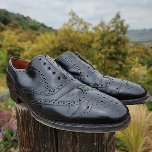 Alan McAfee Wing Tip Size 9 Black Leather Made In England Dress Shoes Goodyear - Picture 1 of 12