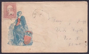 c.1861 Civil War Patriotic Cover Female With Striped Shield Bischel 3892 CDS VGU - Picture 1 of 2