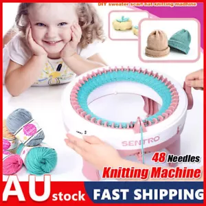 48 Needle Knitting Machine Smart DIY Weaving Knit Rotating Kids Scarf Sock Hat - Picture 1 of 12