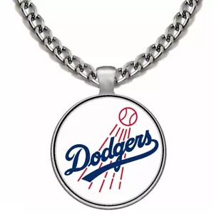 Large Los Angeles LA Dodgers Stainless Steel Link Pendant Necklace Free Ship D5 - Picture 1 of 5
