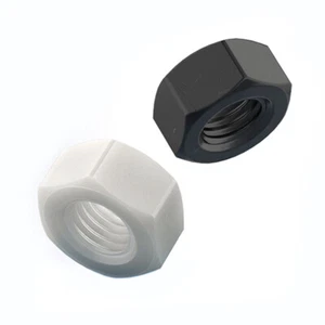 Sechskantmuttern Nylon M2/2.5/3/4/5/6/8/10/12/14/16/18/20 Mutter Schwarz/Weiß - Bild 1 von 5