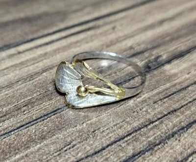 Anillo de plata esterlina vintage Calla Lily Alcatraz oro amarillo laminado 8,25 Foto 1 de 4