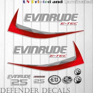 Evinrude 25hp e-tec 2011-2014 White Cowl outboard engine decal sticker set - Picture 1 of 1