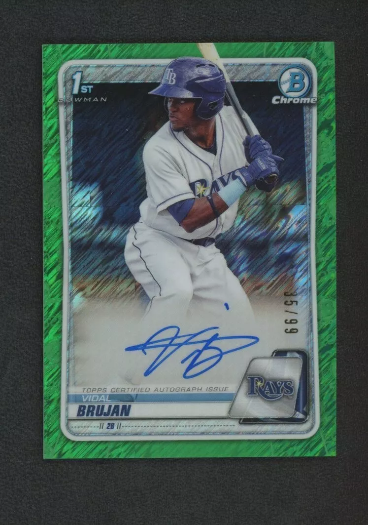 2020  Bowman Chrome Green Shimmer Refractor Vidal Brujan RC AUTO 35/99