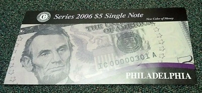 2006 $5 FRN LOW SERIAL #1831 PHILADELPHIA. REDUCED 2/26/25 (482) - Image 1 of 2