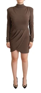 PATRIZIA PEPE Sera Dress Sheath Brown Acetate Long Sleeves Turtle Neck IT2 / S - Picture 1 of 7