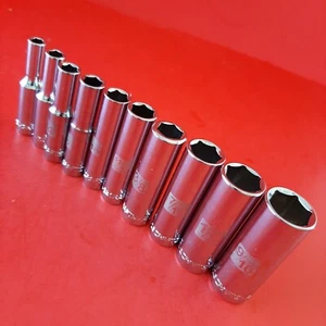 New Craftsman Easy Read 10 Piece 1/4 Drive SAE 6 PT Deep Socket Set 3/16-9/16" - Picture 1 of 5