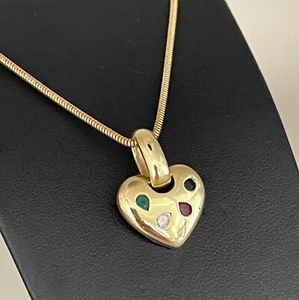 WUNDERSCHÖNER  HERZANHÄNGER  RUBIN SAPHIR SMARAGD ZIRKONIA 585/-GOLD WERT 698,-€ - Bild 1 von 5