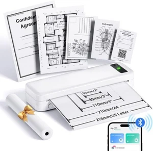 Drucker Thermische Tragbar Batterie Profi A4 USB Bluetooth 300DPI - Bild 1 von 8