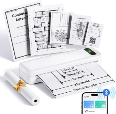 Drucker Thermische Tragbar Batterie Profi A4 USB Bluetooth 300DPI - Bild 1 von 4