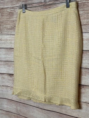 Falda de tweed amarilla para mujer Moda International, talla 6 Foto 1 de 4