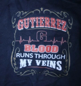GUTIERREZ BLOOD RUNS THROUGH MY VEINS Hoodie Sweatshirt Medium, Blau - Bild 1 von 4
