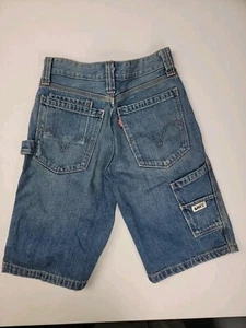 Vintage Y2K Levis Carpenter Denim Jean Shorts 26 Boys Workwear 90s Distressed - Picture 1 of 9