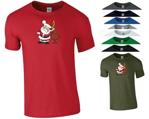 Santa Claus Rudolph T Shirt Red Nose Reindeer Christmas Xmas Gift Men Tee Top - Picture 1 of 11