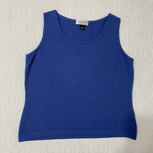 ST. John Collection womens Tunic Blue Sleeveless Wool/Rayon Size LTop #1354 - Picture 1 of 5