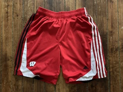 Wisconsin Badgers Adidas basketball shorts workout training red Mens Large - Image 1 of 4