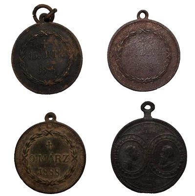 Original Antique German 1888 3 kings Kaiser Wilhelm medal set Prussia pendant - Image 1 of 4