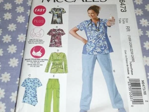 McCALL'S 6473 WOMEN'S PLUS SIZE MEDICAL SCRUBS TOPS PANTS PATTERN-UNCUT-18W-24W - Picture 1 of 3