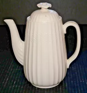 Cafetera de porcelana Spode Chelsea Wicker C1890S toda blanca hecha en Inglaterra - Imagen 1 de 7